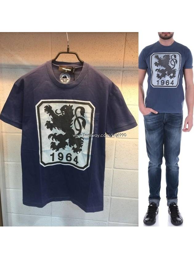 Men's Front Pocket 1964 Lion Printing Short Sleeve TShirt S71GD0518 S22427 470 - DSQUARED2 - BALAAN 1