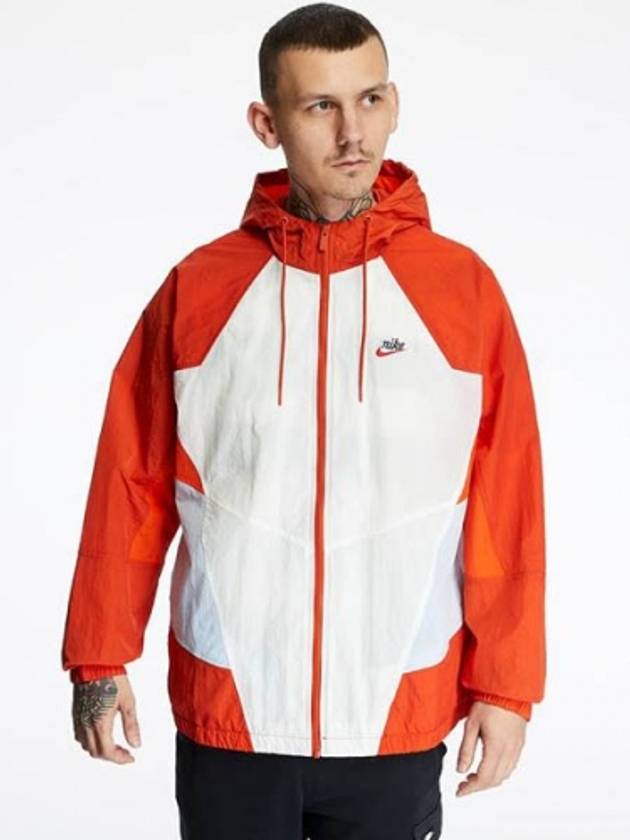 Heritage Wind Runner Windbreaker Hooded Jacket Orange White Grey - NIKE - BALAAN 2