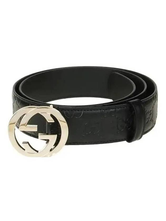 Interlocking G Buckle Leather Belt Black - GUCCI - BALAAN 1