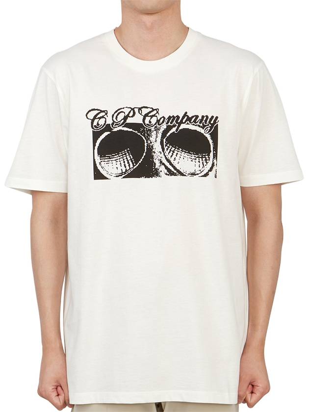 Print Cotton Short Sleeve T-Shirt White - CP COMPANY - BALAAN 2