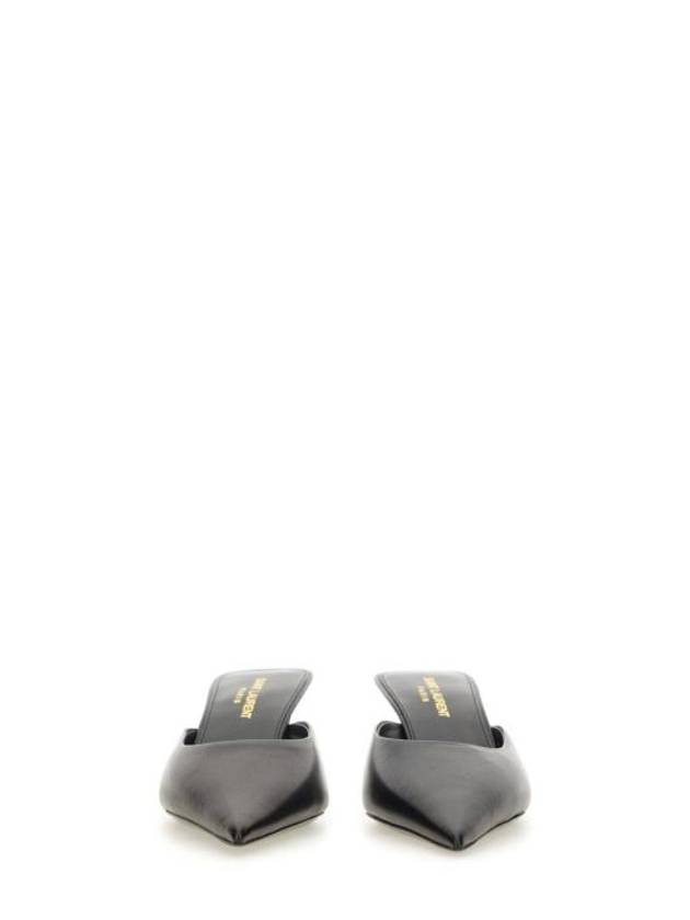 Women's Barbara Smooth Leather Mules Black - SAINT LAURENT - BALAAN 5