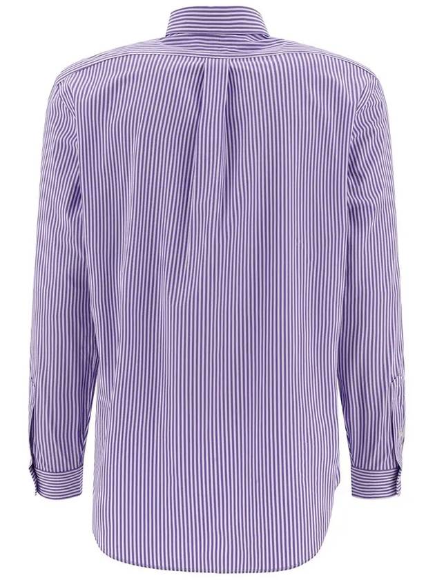 Embroidered Logo Striped Long Sleeve Shirt Purple - POLO RALPH LAUREN - BALAAN 3