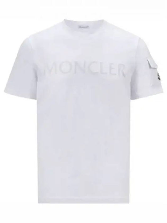 Flock logo patch round short sleeve t shirt white men s 271603 - MONCLER - BALAAN 1