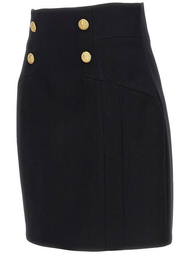 High Waist 4 Button H Line Skirt Black - BALMAIN - BALAAN 4