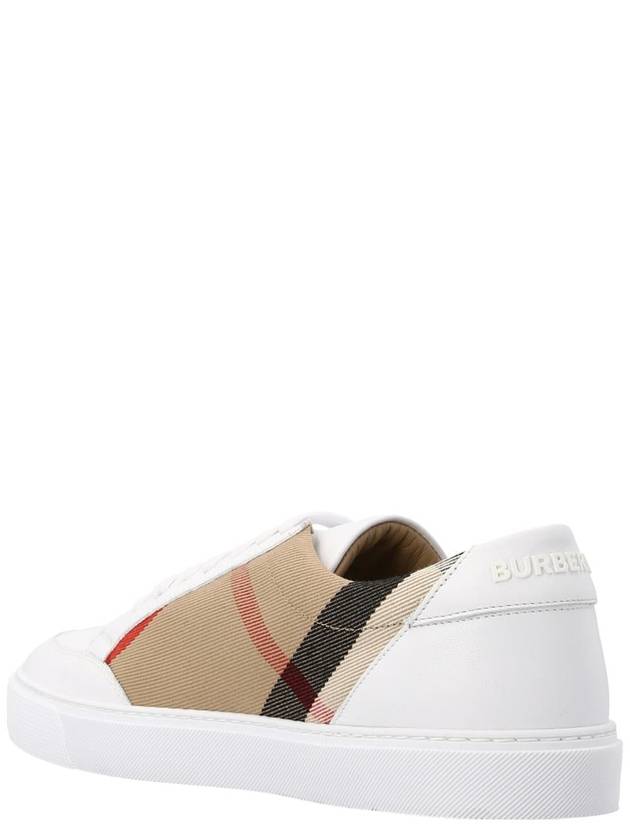 House Check Leather Sneakers Optic White - BURBERRY - BALAAN 3