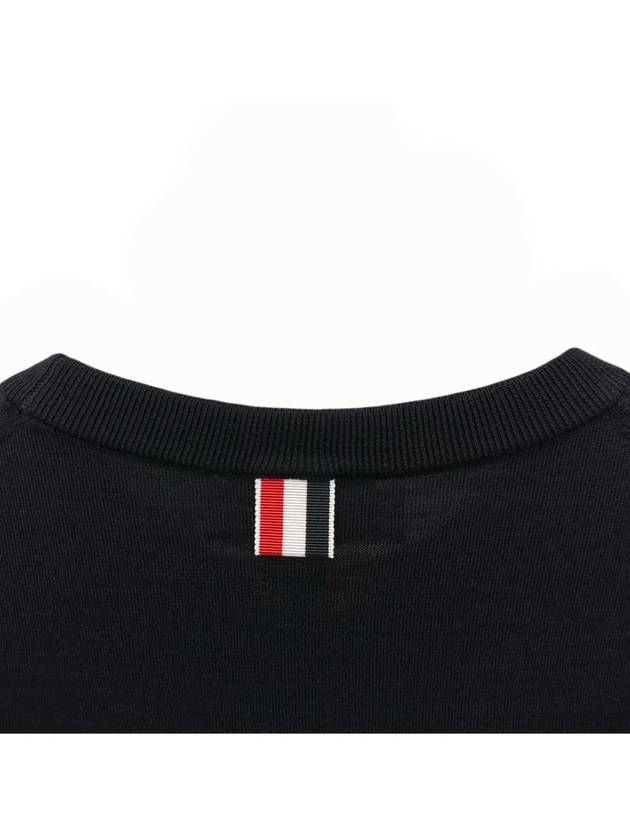 Merino Striped Crew Neck Knit Top Navy - THOM BROWNE - BALAAN 7