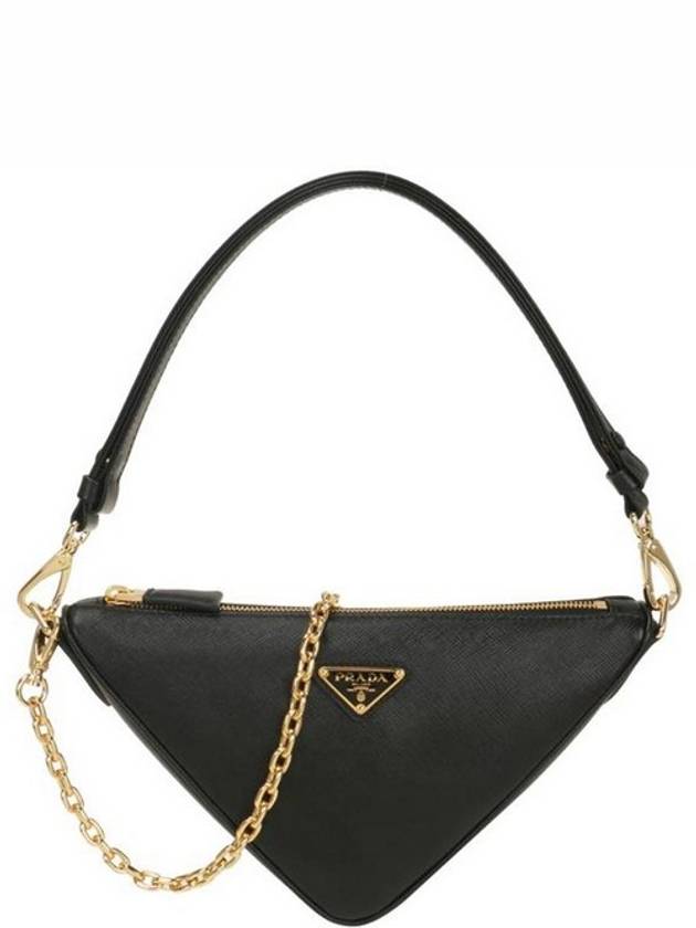 Triangle Saffiano Leather Shoulder Bag Black - PRADA - BALAAN 2