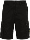 Logo Cotton Slim Cargo Shorts Black - STONE ISLAND - BALAAN 1