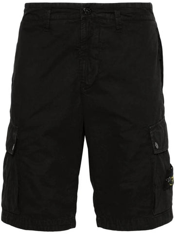 Logo Cotton Slim Cargo Shorts Black - STONE ISLAND - BALAAN 1