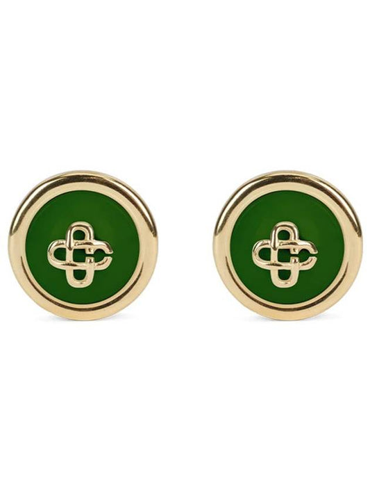 Logo Dome Earrings Green Gold - CASABLANCA - BALAAN 2