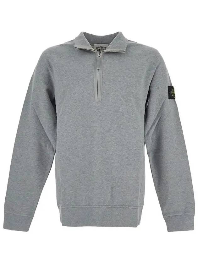 Logo Half Zipper Sweatshirt Dust Grey Melange - STONE ISLAND - BALAAN 3