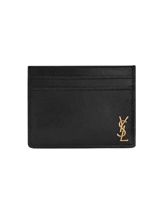 Tiny Monogram Shiny Leather Card Case Black - SAINT LAURENT - BALAAN 2