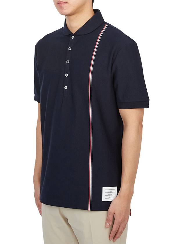 RWB Stripe Polo Shirt Navy - THOM BROWNE - BALAAN 3