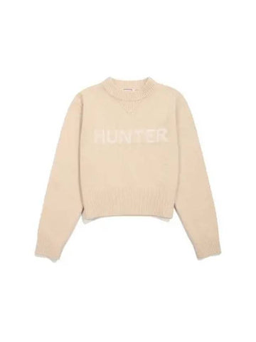 Logo Cropped Wool Sweater Smooth Pebble HBW0003AKZSMP - HUNTER - BALAAN 1