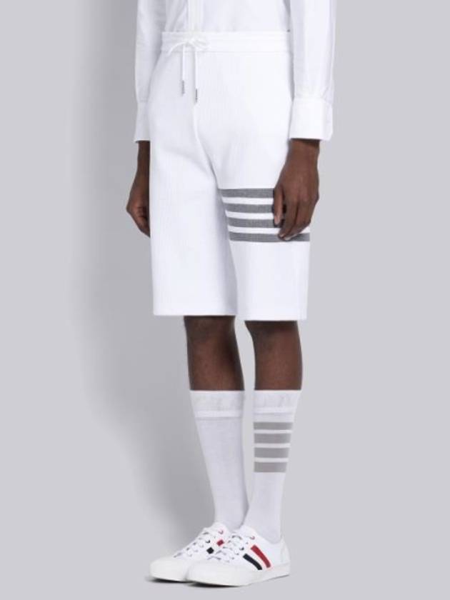 Waffle 4-Bar Stripe Shorts White - THOM BROWNE - BALAAN 5