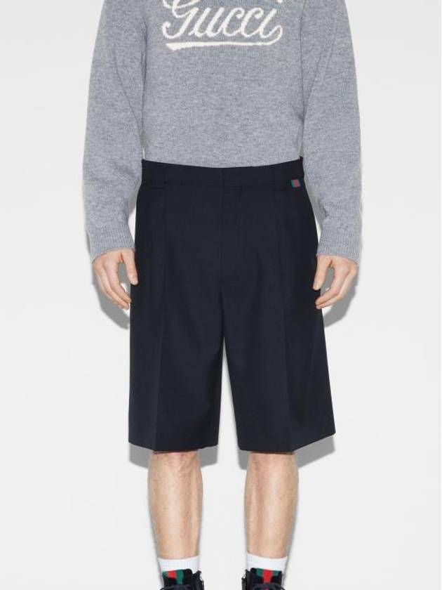 Web wool blend shorts black - GUCCI - BALAAN 4