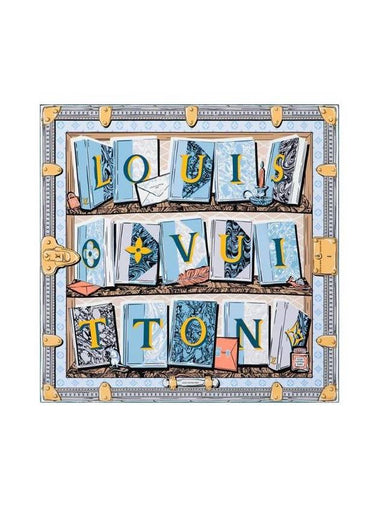 LV Library Square 70 Scarf Blue - LOUIS VUITTON - BALAAN 1