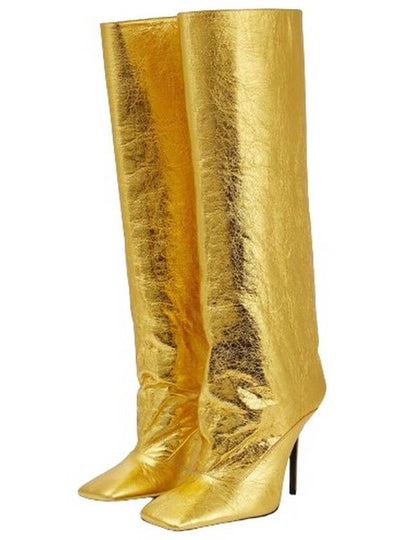 The Attico Ladies Gold Sienna Crinkled Laminated 105 mm Knee-High Boots, Brand Size 39 ( US Size 9 ) - THE ATTICO - BALAAN 2