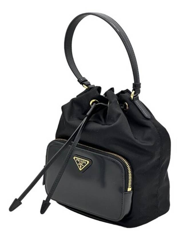 Triangle Logo Small Bucket Bag Black - PRADA - BALAAN 4