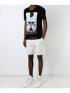 Size 95 Black Mohican Wolf Face Printing Vneck Short Sleeve Tshirt - NEIL BARRETT - BALAAN 3