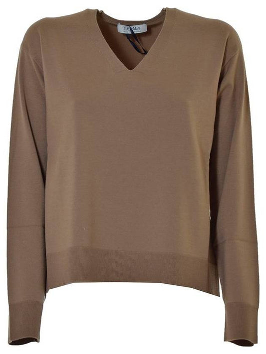 Alghero V Neck Knit Top Brown - MAX MARA - BALAAN 1