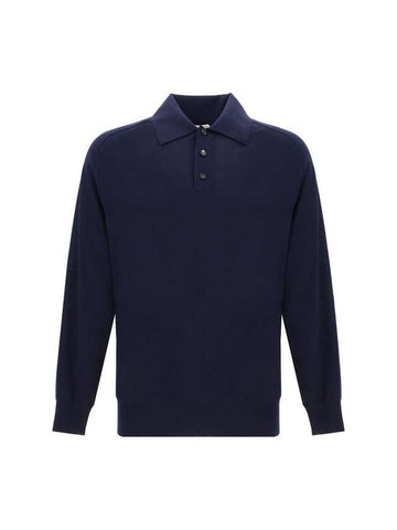 Long Sleeve Polo Knit Top Navy - BOTTEGA VENETA - BALAAN 1