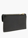 YSL Monogram Gold Tone Logo Zipper Slot Fold Quilted Leather Card Holder - SAINT LAURENT - BALAAN 2