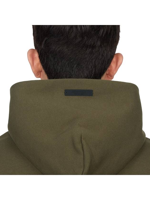 Essentials Logo Print Fleece Hoodie Olive - FEAR OF GOD - BALAAN 7