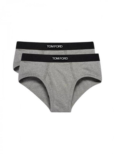 Men's Cotton Logo Waistband Briefs 2 Pack Grey - TOM FORD - BALAAN 1