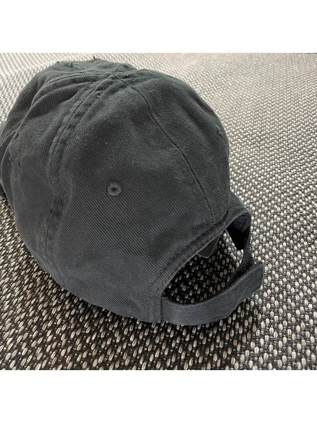 Front Piercing Wash Cotton Ball Cap Black Faded - BALENCIAGA - BALAAN 3