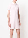 Classic Cotton Pique Center Back Stripe A-Line Short Sleeve Polo Shirt Short Dress Pink - THOM BROWNE - BALAAN 4