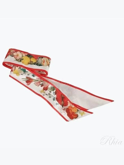 Floral Jacquard Silk Scarf White Red - ALEXANDER MCQUEEN - BALAAN 2