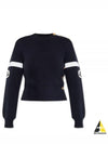 Logo Wool Long Sleeve T-Shirt Navy - GUCCI - BALAAN 2