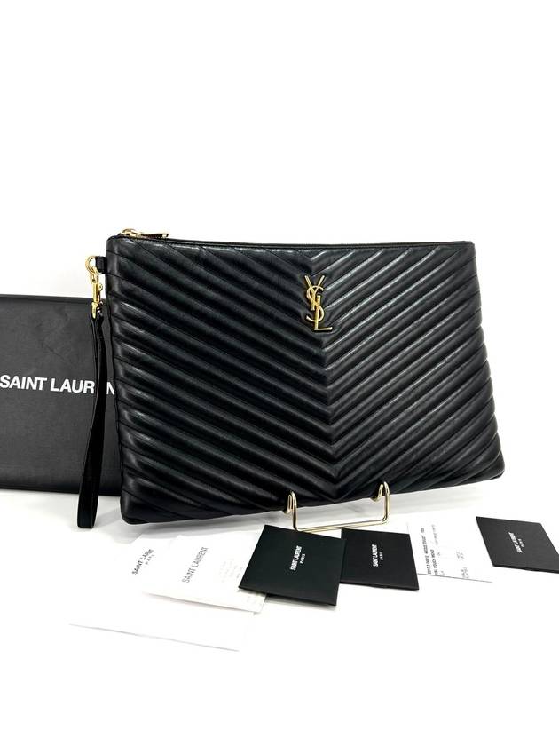 Matelasse gold clutch bag large - SAINT LAURENT - BALAAN 1