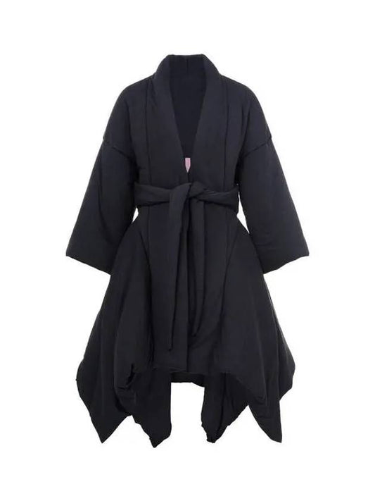 WOMEN Handkerchief Hem Soft Coat Black 271058 - RICK OWENS - BALAAN 1