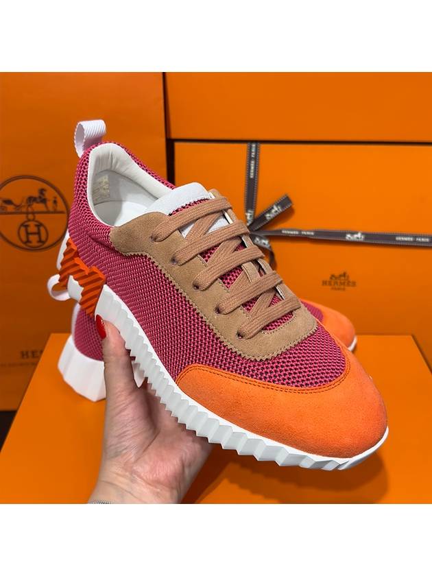 Women's Bouncing Sneakers Pink Multi Mesh H Orange Logo - HERMES - BALAAN 4