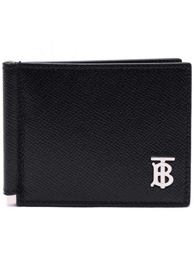 Men's TB Money Clip Grainy Leather Half Wallet Black - BURBERRY - BALAAN 2