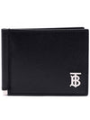 Men's TB Money Clip Grainy Leather Half Wallet Black - BURBERRY - BALAAN 3