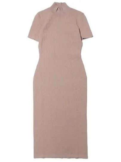 Women's FF Logo Short Sleeve Midi Dress Beige - FENDI - BALAAN 2