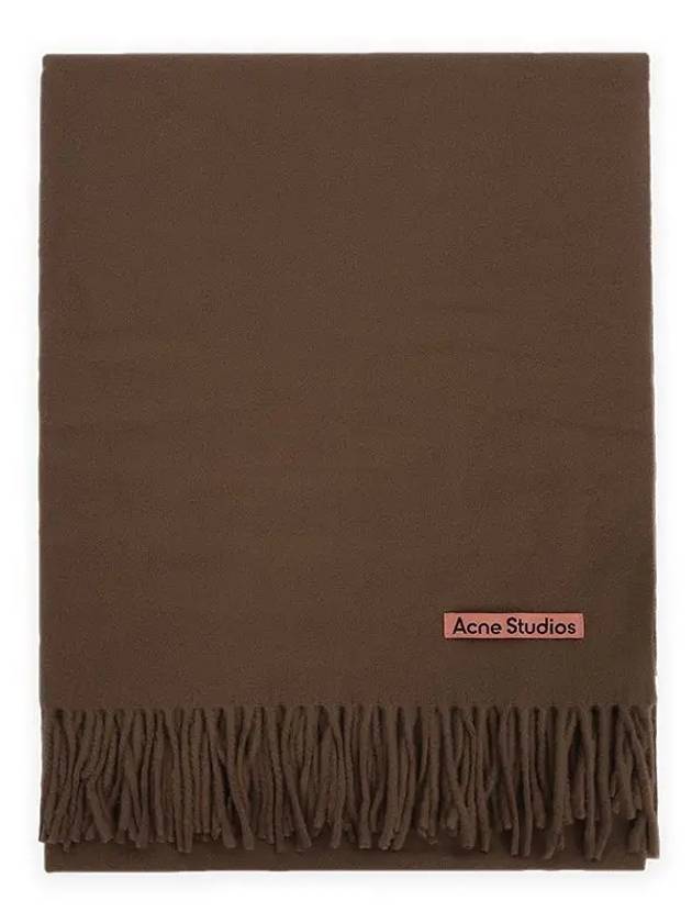 Logo Wool Fringe Scarf  Brown - ACNE STUDIOS - BALAAN 2