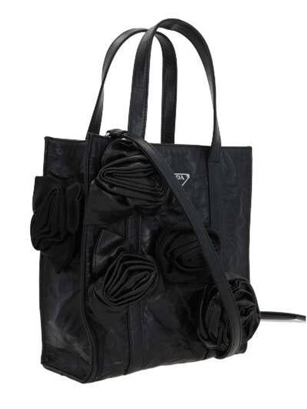 Flower Antique Wrinkle Nappa Mini Tote Bag Black - PRADA - BALAAN 4