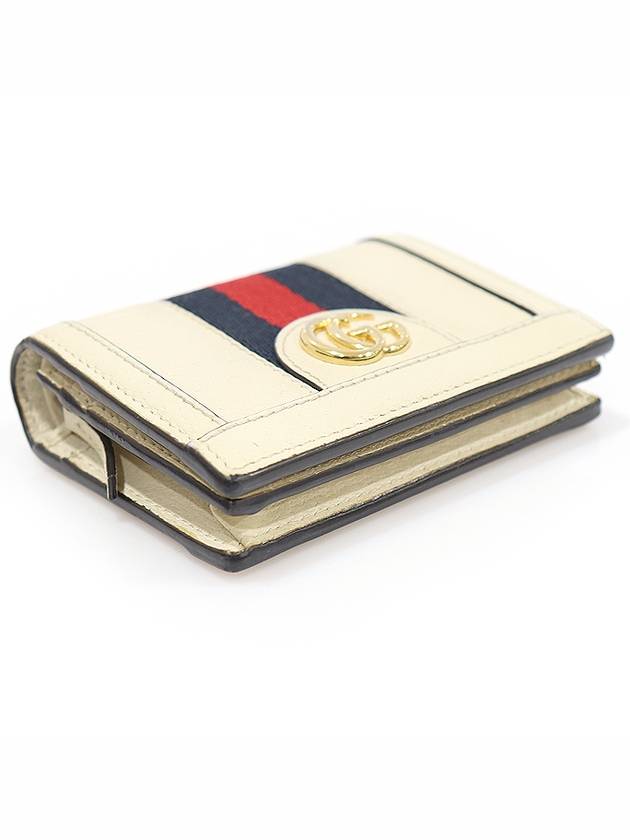 523155 White Leather WEB Ophidia Card Case Half Wallet - GUCCI - BALAAN 3