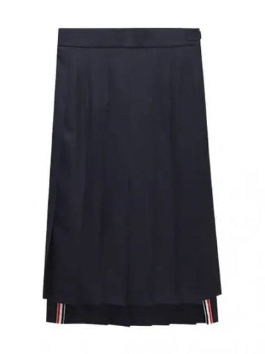 RWB Tab Drop Back Super 120 Count Wool Pleated Skirt Women s - THOM BROWNE - BALAAN 1