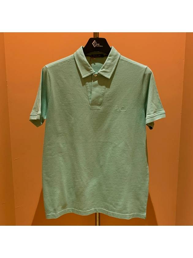 Men's Open Short Sleeve Polo Shirt Full Green - LORO PIANA - BALAAN 2