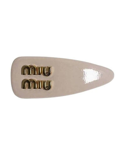 Logo Patent Leather Hair Clip Alabaster Pink - MIU MIU - BALAAN 1