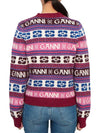 Intarsia Logo V-Neck Wool Mix Cardigan Pink - GANNI - BALAAN 4