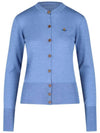 Women's ORB Embroidered Logo Cardigan Blue - VIVIENNE WESTWOOD - BALAAN 1