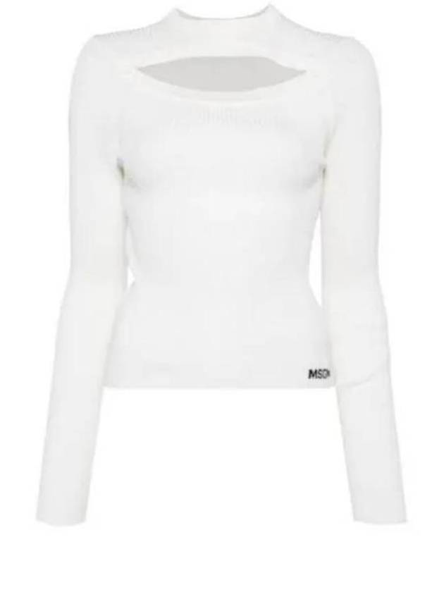 Ribbed Viscose Shirt Knit Top White - MSGM - BALAAN 2