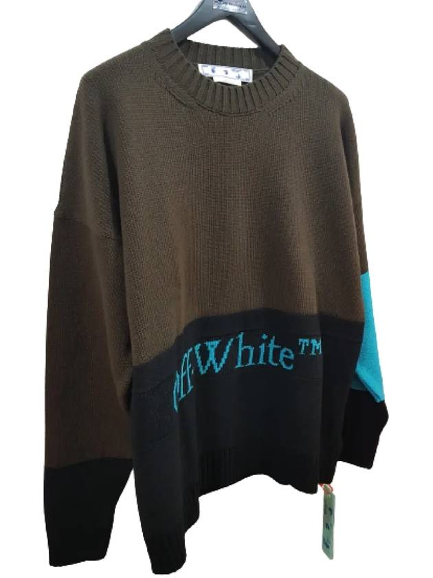 Logo Color Block Knit Top Brown - OFF WHITE - BALAAN 3