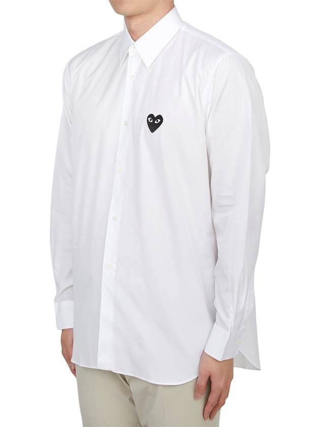 Heart Patch Poplin Long Sleeve Shirt White - COMME DES GARCONS PLAY - BALAAN 3